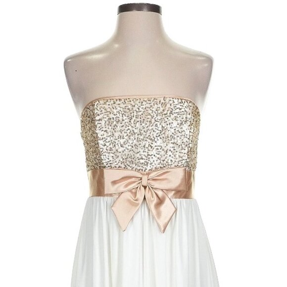 VTG Jessica McClintock Coquette Girly Strapless Sequin Satin Cocktail Dress 7 - Picture 3 of 12